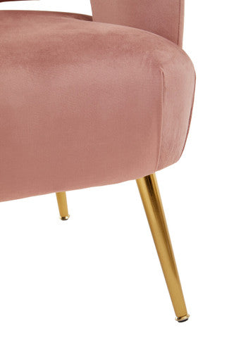 Orsina Larissa Pink Velvet Curved Accent Chair | Modern Bedroom Seating