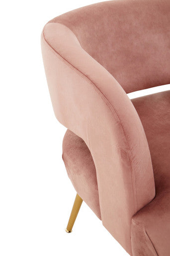 Orsina Larissa Pink Velvet Curved Accent Chair | Modern Bedroom Seating