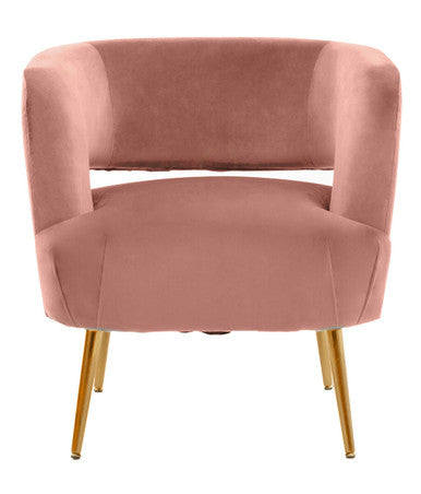 Orsina Larissa Pink Velvet Curved Accent Chair | Modern Bedroom Seating