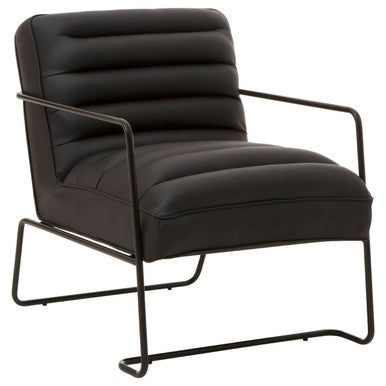 Orsina New Foundry Accent Chair | Black Leather Effect Industrial Seat