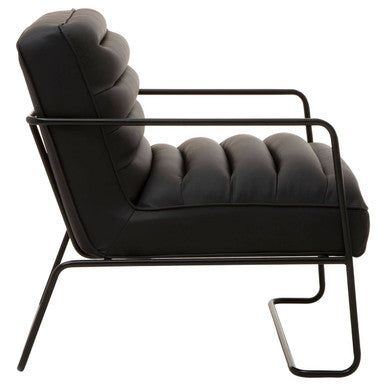 Orsina New Foundry Accent Chair | Black Leather Effect Industrial Seat