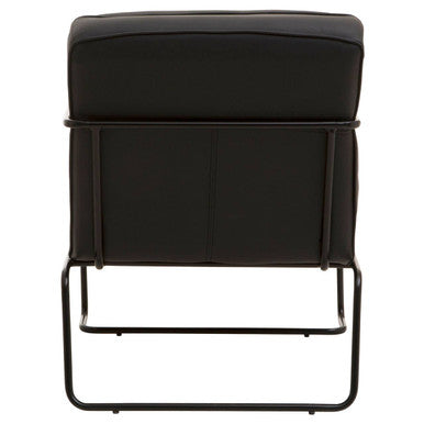 Orsina New Foundry Accent Chair | Black Leather Effect Industrial Seat