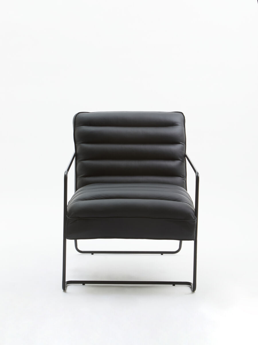 Orsina New Foundry Accent Chair | Black Leather Effect Industrial Seat