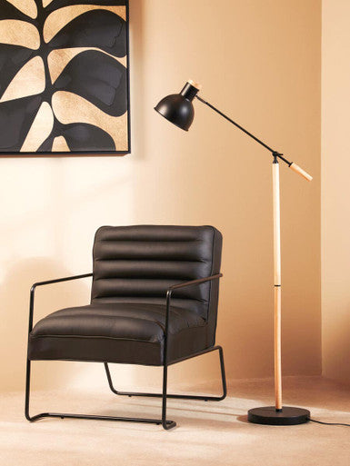 Orsina New Foundry Accent Chair | Black Leather Effect Industrial Seat