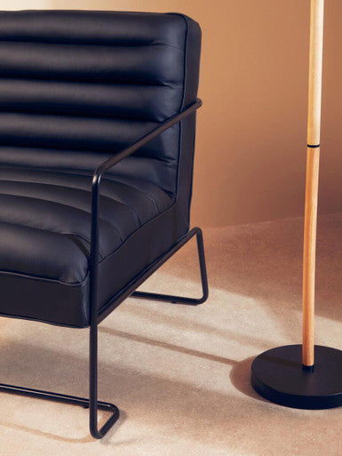 Orsina New Foundry Accent Chair | Black Leather Effect Industrial Seat