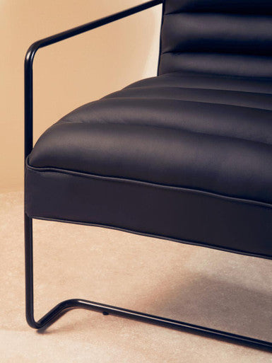 Orsina New Foundry Accent Chair | Black Leather Effect Industrial Seat