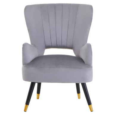 Orsina Loretta Grey Velvet Dining Chair – Modern Cut Out Back Design