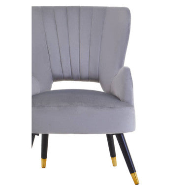 Orsina Loretta Grey Velvet Dining Chair – Modern Cut Out Back Design