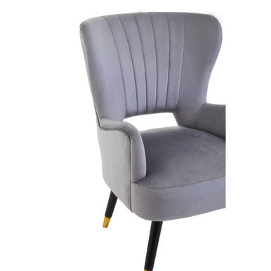 Orsina Loretta Grey Velvet Dining Chair – Modern Cut Out Back Design