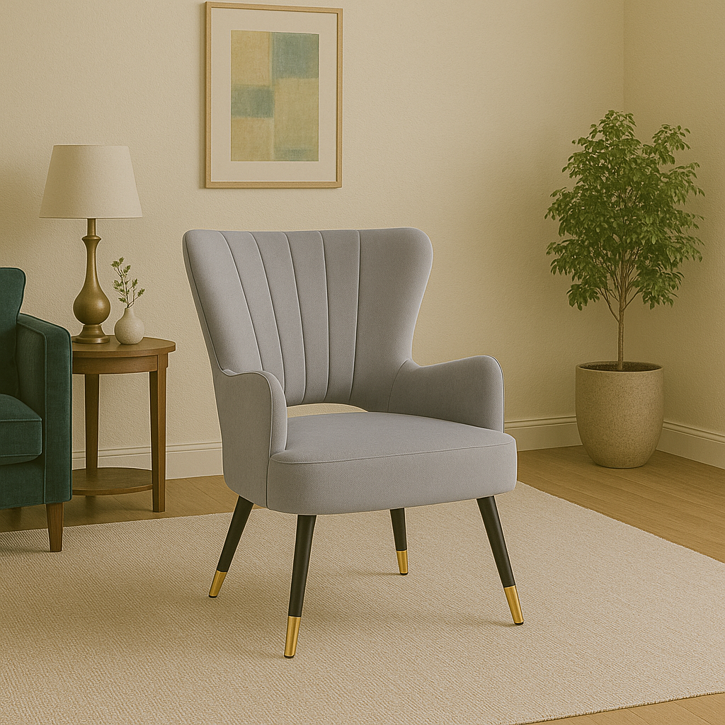 Orsina Loretta Grey Velvet Dining Chair – Modern Cut Out Back Design