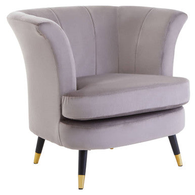 Orsina Loretta Mink Velvet Accent Chair – Scalloped Back Armchair