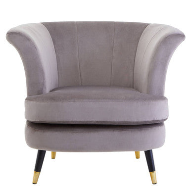 Orsina Loretta Mink Velvet Accent Chair – Scalloped Back Armchair