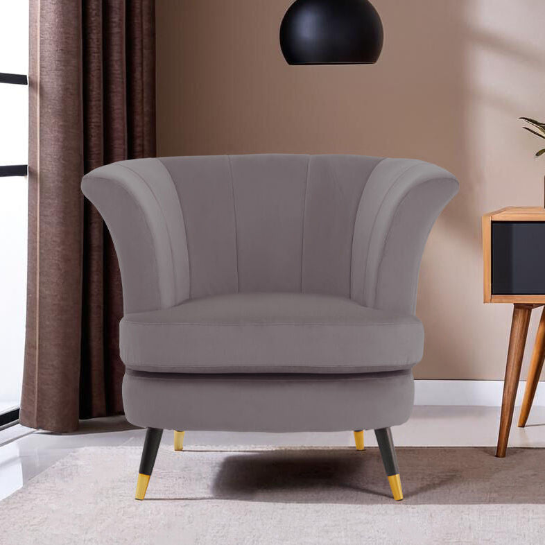 Orsina Loretta Mink Velvet Accent Chair – Scalloped Back Armchair