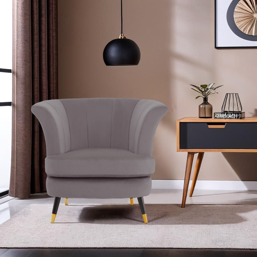 Orsina Loretta Mink Velvet Accent Chair – Scalloped Back Armchair