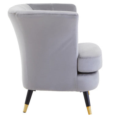 Orsina Loretta Grey Velvet Accent Chair – Scalloped Back Armchair
