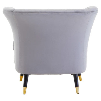 Orsina Loretta Grey Velvet Accent Chair – Scalloped Back Armchair