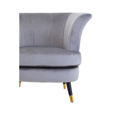 Orsina Loretta Grey Velvet Accent Chair – Scalloped Back Armchair