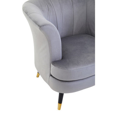 Orsina Loretta Grey Velvet Accent Chair – Scalloped Back Armchair