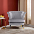 Orsina Loretta Grey Velvet Accent Chair – Scalloped Back Armchair