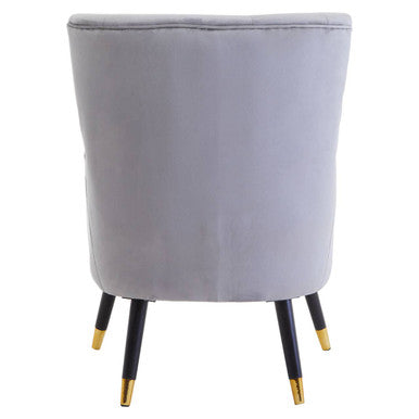 Orsina Loretta Grey Velvet Tufted Accent Chair with Gold Tipped Legs