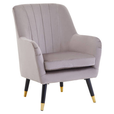 Orsina Loretta Mink Velvet Accent Chair | Channel Back with Gold Tips