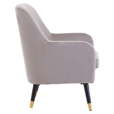 Orsina Loretta Mink Velvet Accent Chair | Channel Back with Gold Tips