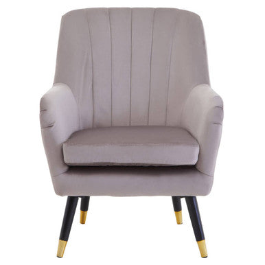 Orsina Loretta Mink Velvet Accent Chair | Channel Back with Gold Tips