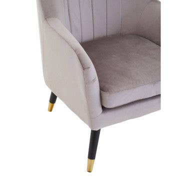 Orsina Loretta Mink Velvet Accent Chair | Channel Back with Gold Tips