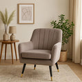 Orsina Loretta Mink Velvet Accent Chair | Channel Back with Gold Tips