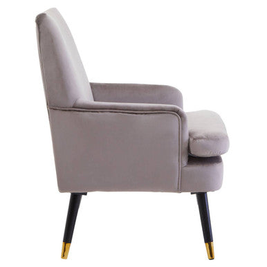 Orsina Loretta Mink Velvet Accent Chair | Modern Armchair with Gold Tips