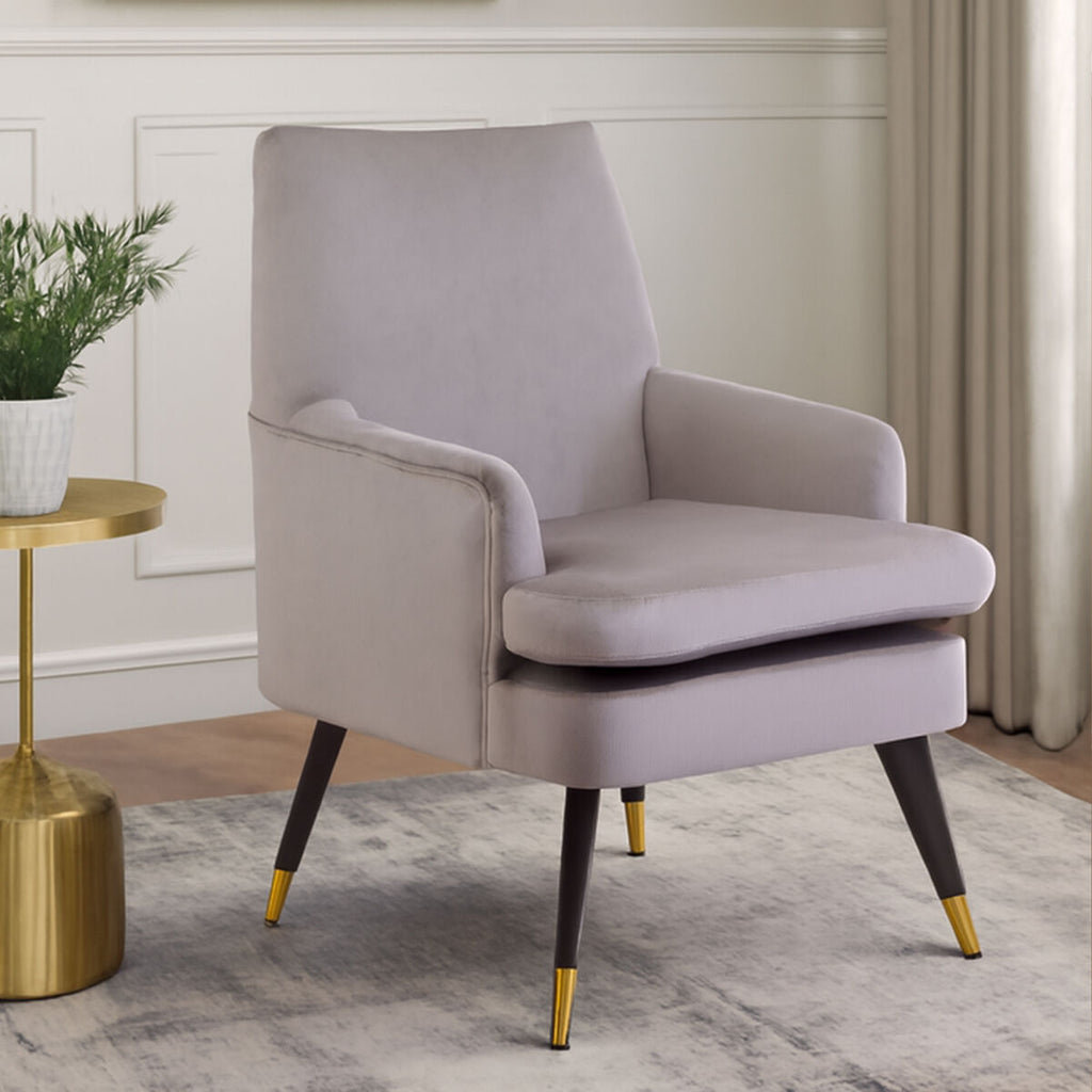 Orsina Loretta Mink Velvet Accent Chair | Modern Armchair with Gold Tips