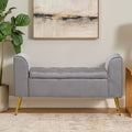 Orsina Loretta Grey Velvet Ottoman Storage Bench | Tufted Seating