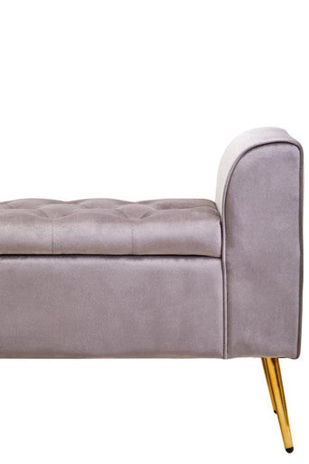 Orsina Loretta Mink Velvet Ottoman Storage Bench with Gold Legs