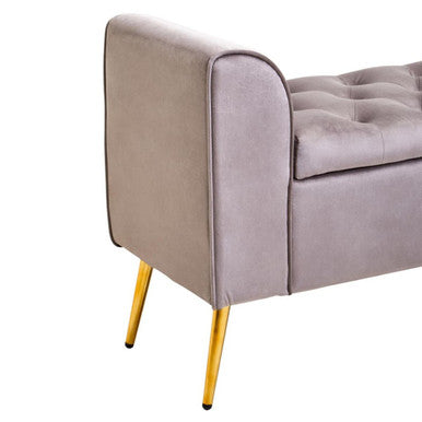 Orsina Loretta Mink Velvet Ottoman Storage Bench with Gold Legs