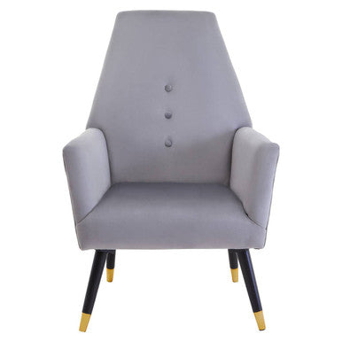 Orsina Loretta Grey Velvet Accent Chair | Button Detail & Gold Tips