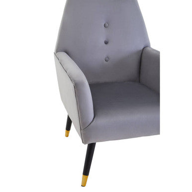 Orsina Loretta Grey Velvet Accent Chair | Button Detail & Gold Tips
