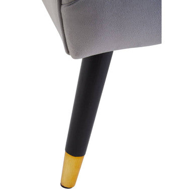 Orsina Loretta Grey Velvet Accent Chair | Button Detail & Gold Tips