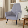 Orsina Loretta Grey Velvet Accent Chair | Button Detail & Gold Tips