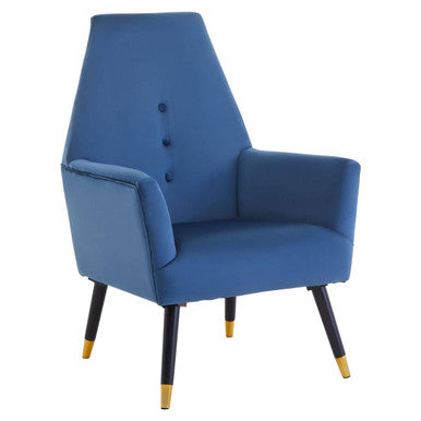 Orsina Loretta Midnight Blue Velvet Accent Chair with Button Detail