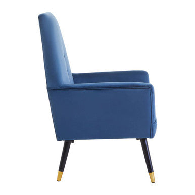 Orsina Loretta Midnight Blue Velvet Accent Chair with Button Detail