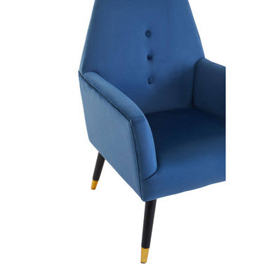 Orsina Loretta Midnight Blue Velvet Accent Chair with Button Detail