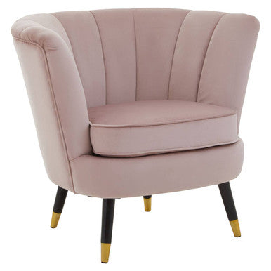 Orsina Loretta Dusky Pink Velvet Shell Accent Chair with Gold Tips