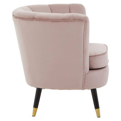 Orsina Loretta Dusky Pink Velvet Shell Accent Chair with Gold Tips