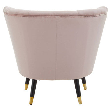 Orsina Loretta Dusky Pink Velvet Shell Accent Chair with Gold Tips