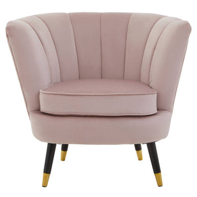 Orsina Loretta Dusky Pink Velvet Shell Accent Chair with Gold Tips
