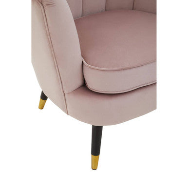 Orsina Loretta Dusky Pink Velvet Shell Accent Chair with Gold Tips