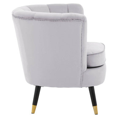 Orsina Loretta Grey Velvet Shell Accent Chair | Gold-Tipped Legs