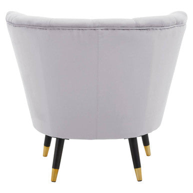 Orsina Loretta Grey Velvet Shell Accent Chair | Gold-Tipped Legs