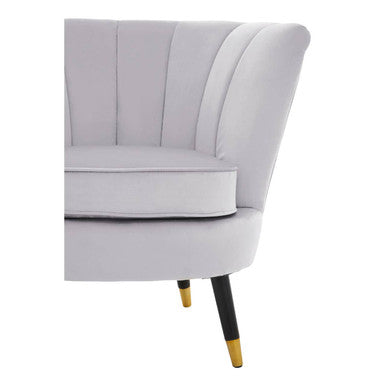 Orsina Loretta Grey Velvet Shell Accent Chair | Gold-Tipped Legs