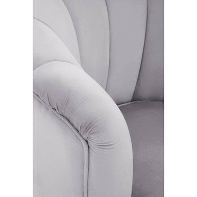 Orsina Loretta Grey Velvet Shell Accent Chair | Gold-Tipped Legs
